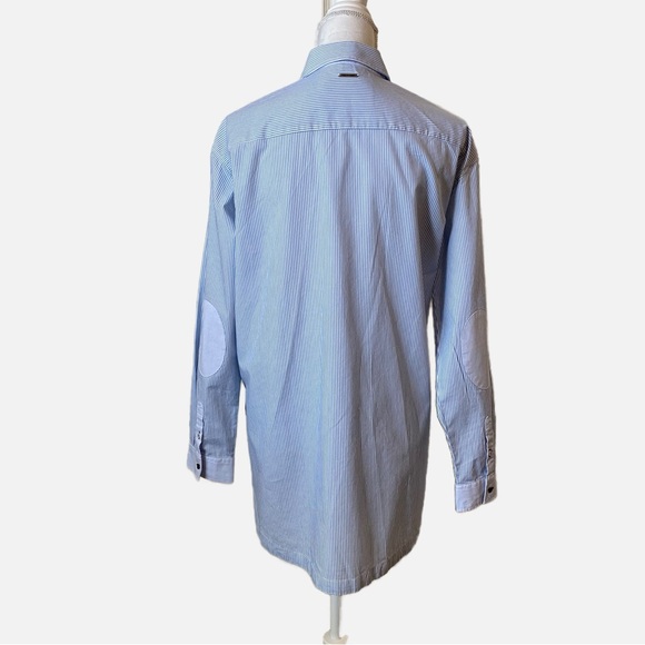 Saint James Mademoiselle Blue White Striped Button Down Preppy Shirt Size 14 - Picture 2 of 15
